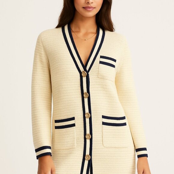 NWT Women V Neck Creamy Knit Long Cardigan Sweater Jacket - Picture 5 of 5